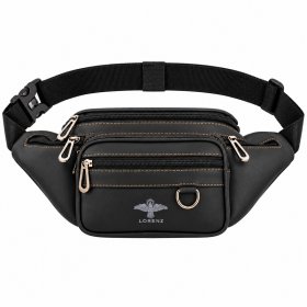 6897 Black Premium Two-Tone PU Bumbag W/6 Zips (New)