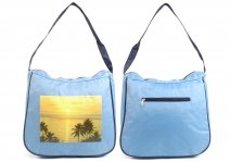 3423 LIGHT BLUE MICRO FIBRE BEACH BAG WITH TOP & BACK ZIP