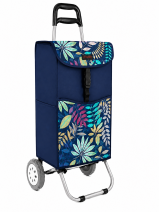 6961/S Navy Tropical Leaf 2 Wheel Shopping Trolley