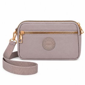 2439 Grey Mini Triple Zip Round XBody Bag With Wrist Strap (New)