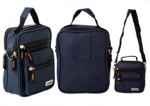 2571 UNISEX SHOULDER BAG, 5 ZIPS & BELT LOOP NAVY