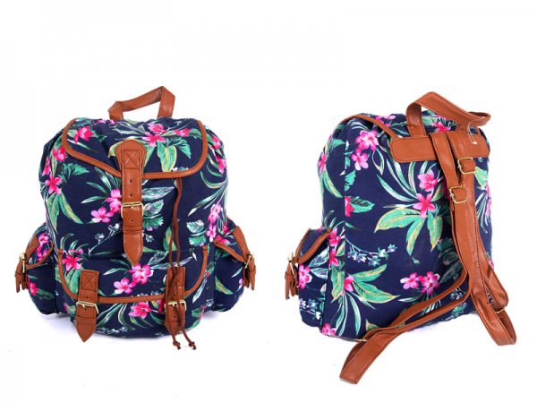 JBCB151 Backpack Navy Tropical Flowers