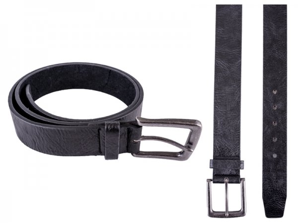 2703 Black Leather Grain Belt With Antq Gun Metal Buckle XXL