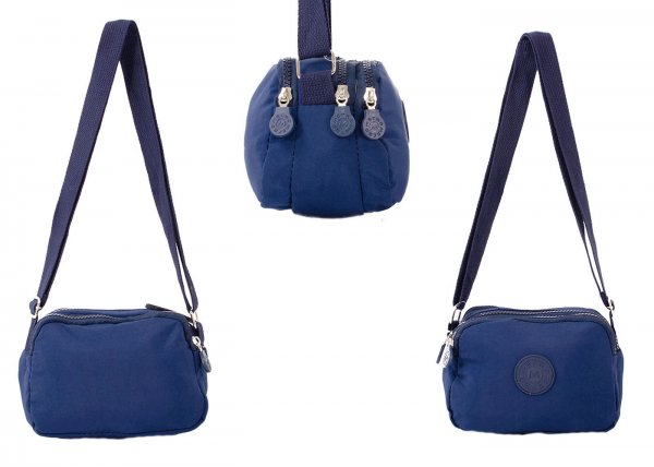LL-11 SMALL NAVY BLUE METRO SHOULDER BAG WITH 3 ZIP COMPARTMENTS