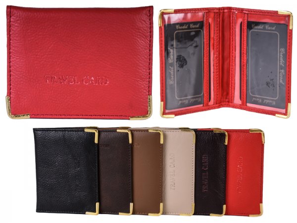 3714 Red Cow Hide Travel Card Holder