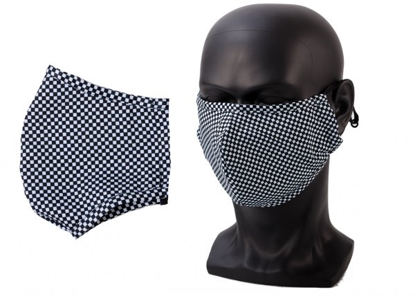 Anti-dust 100% Pure Cotton mask Face Cover Unise BLK/WHITE CHECK