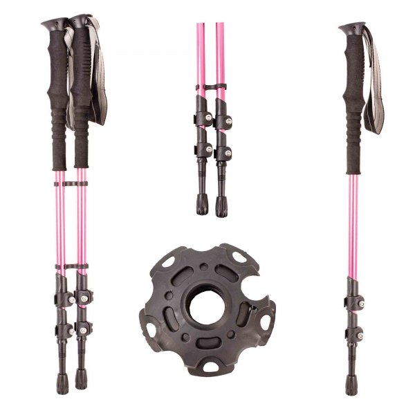 2891-PAIR PINK/BLACK PREMIUM TREKKING POLES