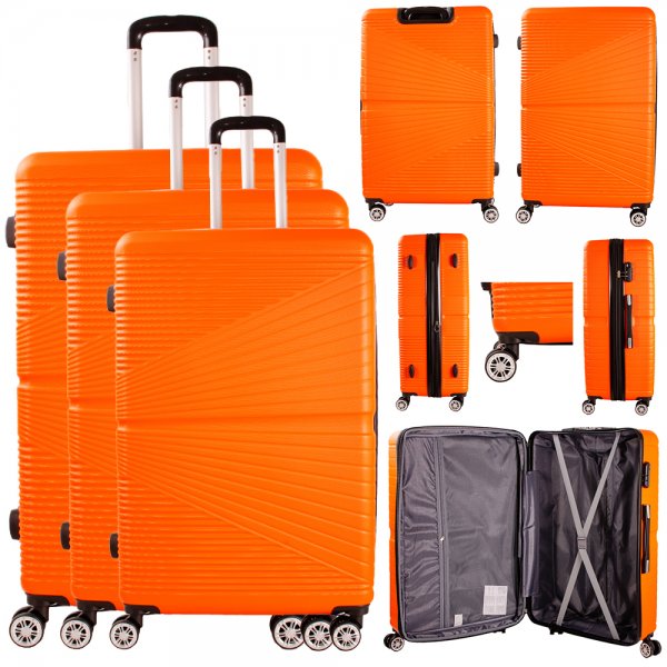 T-HC-12 ORANGE SET OF 3 TRAVEL TROLLEY SUITCASE