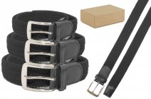 2796 BLACK BOX OF 12 UNISEX STRETCHY CASUAL BELTS (S/M M/L L/XL)