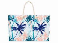 3406/White with Palms Top Zip Tote/Beach 3406/White with Palms Top Zip Tote/Beach