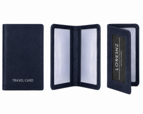 0994 Navy Folding Slimline Leather Travel Card Holder