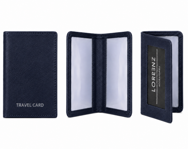 0994 Navy Folding Slimline Leather Travel Card Holder
