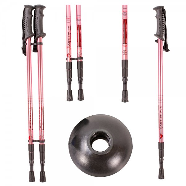 2890-PAIR PINK ANTI-SHOCK TREKKING POLES