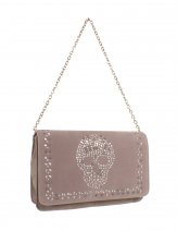 49P69KGRY SKULL CLUTCH BAG