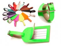 LEATHER LUGGAGE TAG NEON GREEN