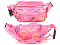 8056 Baby Pink Floral Bright Colored Multizip Bumbag