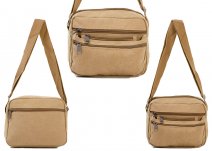 LL-75 BEIGE SHOULDER BAG WITH 5 ZIP COMPARTMENTS