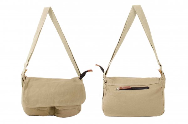 LL-190 GREEN CANVAS SHOULDER BAG