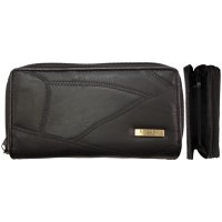 4618 BLACK PATCHWORK TWIN ZIP PURSE