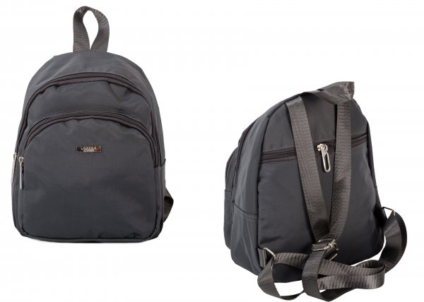 2456 GREY COMPACK BCKPACK W/ TOP ZIP, FRNT ZPPD CO