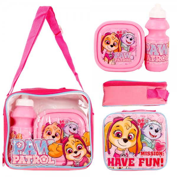 4160-1583 PINK/BLUE PAW PETROL SKYE KIDS 3PCS LUNCH SET BAG