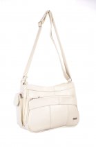 3743 CREAM Cow Hide Bag Twin Top + 2 Zips