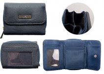 3705 RFID SMALL ZIP ROUND COW HIDE PURSE NAVY