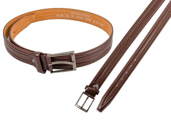 2726 M.BROWN 1.25" BELT STITCH AND EMBOSS XL 40"-44"