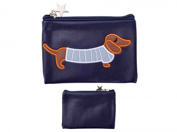 CP05 NAVY DOG APPLIQUE MINI PURSE