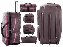 KS-100 30'' BLACK/PINK 3-WHEELED HOLDALL TRAVEL BAG