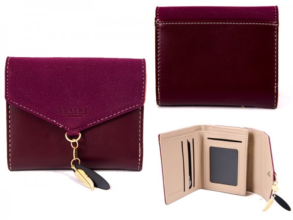 7144 PLUM SMALL ENVELOPE STYLE FLAPOVER PURSE RFID CHAR