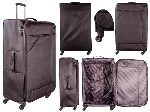 7004 BLACK/GREY LIGHTWEIGHT 32'' TRAVEL TROLLEY SUITCASE