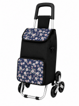 6960/W NAVY FLORAL PATTERN SHOPPING TROLLEY