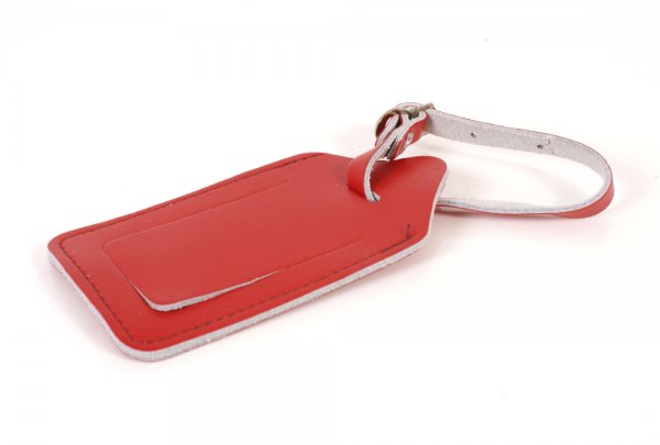 LEATHER LUGGAGE TAG RED