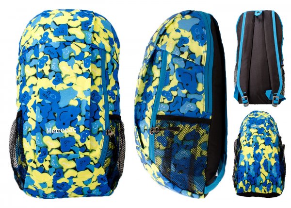 LL-160 BLUE & YELLOW HEART PRINT POLYESTER BACKPACK