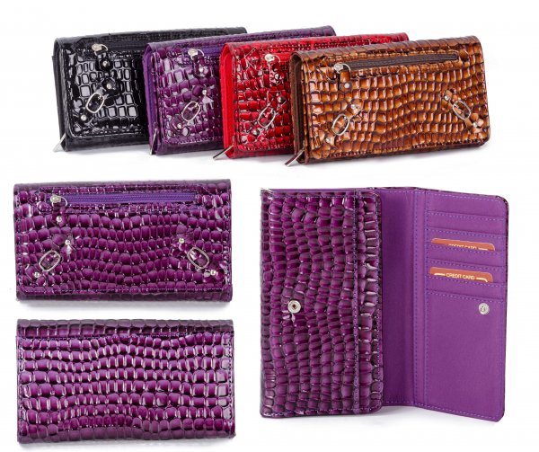 PU-22 PURPLE CROC PU PURSE