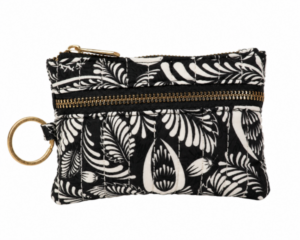 2321 Black Floral Quilted Coin & Accessory Pouch
