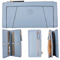 0590 ICEBERG PEBBLE LEATHER LONG TOP ZIP PURSE WALLET