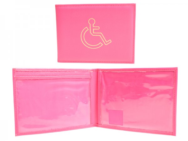 1498 GRAINED PU DISABLED BADGE HOLDER HOT PINK