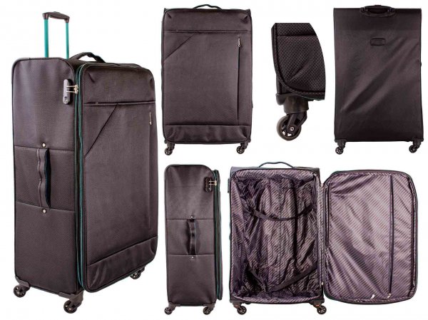 7004 BLACK/TURQUOISE LIGHTWEIGHT 32'' TRAVEL TROLLEY SUITCASE