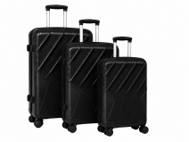 ARMAX Black Geometric Ribbed Hard-Shell Set of 3Spinner Suitcase
