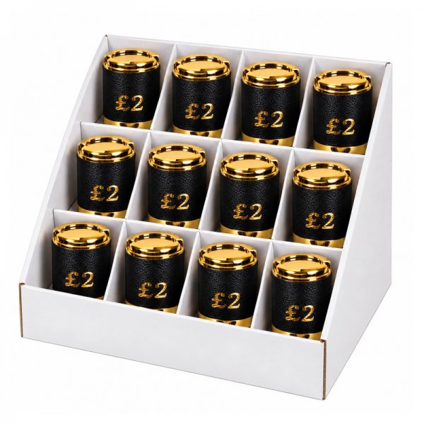8607 Black-Gold Â£2 Coin Holder With Leather Box Of 12