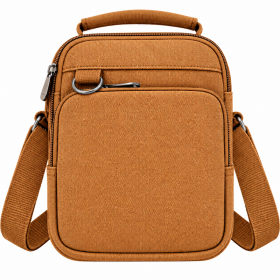 2561 Brown Canvas 3 Zips X-Body Bag With Adjustable Strap (New)