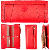 0590 ROSSO PEBBLE LEATHER LONG TOP ZIP PURSE WALLET