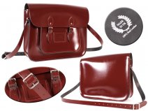 16" PATENT OXBLOOD TALLBOY SATCHEL