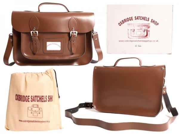 IN-NEW 13" CHESTNUT SATCHEL WITH HANDLE