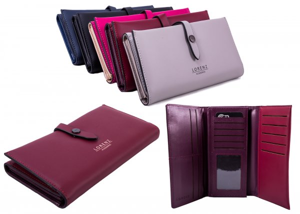 7195 BURGUNDY LARGE NOTEBOOK STYLE SMOOTH PU PURSE