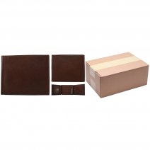 1065 ASSORTED TAN REAL ITALIAN LEATHER BOX OF TEN