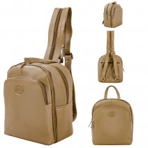 0598 OLIVE PEBBLE LEATHR 2 TOP ZIP ROUND RFID SHOULDER/BACKPACK