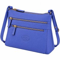 0594 Azure Pebble Leather Top Zip Rfid X-Body Bag W/4 Zip (New) 0594 Azure Pebble Leather Top Zip Rfid X-Body Bag W/4 Zip (New)
